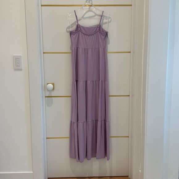 SO Lavender purple tiered empire waist maxi dress super soft knit modal fabric M - Picture 3 of 7